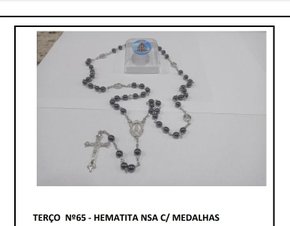 Terço Hematita Nossa Senhora Aparecida c/ Medalhas - 3 unidades