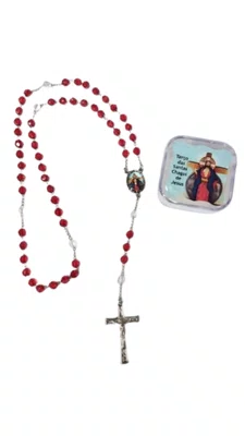 Terço Irisado Santa Chagas de Jesus - Caixinha de Acrílico -