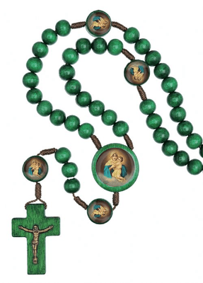 Terço Mãe Rainha no cordão com entremeio resinados -