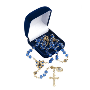 Terço na Corrente Nossa Senhora Aparecida  - 300 Anos - Azul/Dourado -