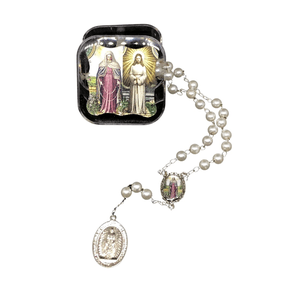 TERÇO PÉROLA NA CAIXINHA NOSSA SENHORA DAS LÁGRIMAS 6MM -