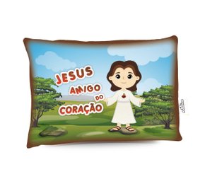 Travesseiro Jesus Amigo do Coração - Aromatizado Chá de Camomila -