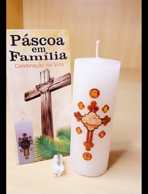 Vela Círio da Família Fino - Adesivado  - Cordeiro  01 - Diâmetro 4,4 cm -