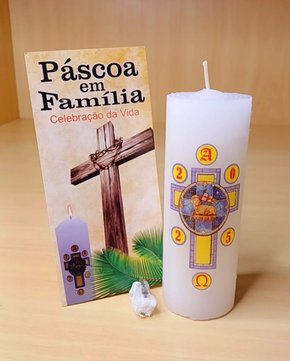 Vela Círio da Família Fino - Adesivado - Cordeiro 02 - Diâmetro 4,4 cm -