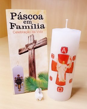 Vela Círio da Família Fino - Adesivado  - Cristo 01 - Diâmetro 4,4 cm -