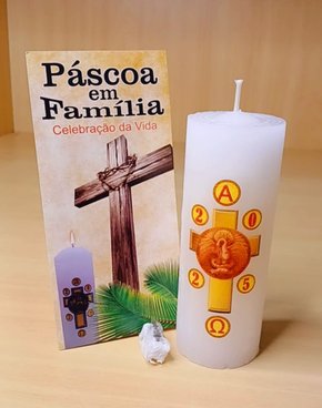Vela Círio da Família Fino - Adesivado  - Pelicano 01 - Diâmetro 4,4 cm -