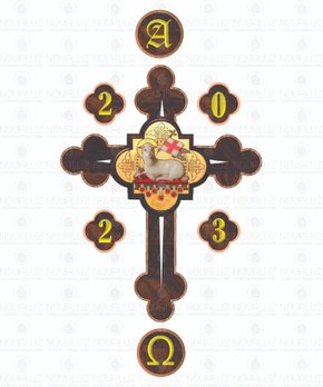 Vela Círio da Família Grosso - Adesivado - Cordeiro 01 - Diâmetro 5,7 cm -