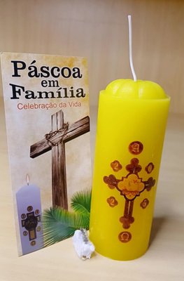 Vela Círio da Família Médio - Adesivado - Cordeiro 01 - Diâmetro 5 cm -