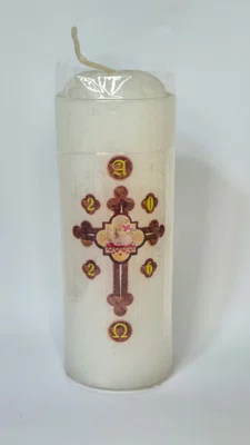 Mini Círio Pascal Médio - Adesivado - Cordeiro 01 - Diâmetro 5 cm -