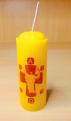 Vela Círio da Família Médio - Adesivado - Cristo 02 - Diâmetro 5 cm -