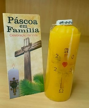 Vela Círio da Família Médio - Adesivado - Sagrado Coração 01 - Diâmetro 5 cm -