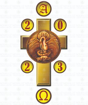 Vela Círio Pascal 50 cm x 9,5 cm - Adesivado - Pelicano 01 -