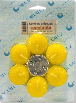 Vela Repelente de Citronela - Cartela com 6 velas e 1 Rechô -