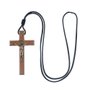 Colar - Crucifixo Madeira  com Medalha de São Bento - 9 cm -