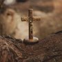 Crucifixo para Mesa - São Bento - 7 cm - Ouro Velho - (Foi por Você)