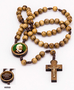 Terço Madeira Padre Pio Resinado com Frase no Verso -